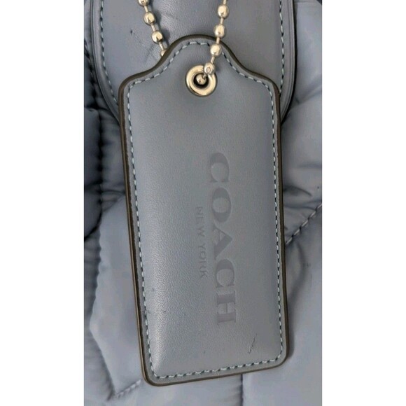 Coach Pillow Large Tote Bag CP152 Iris Quilted In Slate Blue Nylon Purse - Picture 2 of 16